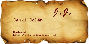 Janki Jolán névjegykártya